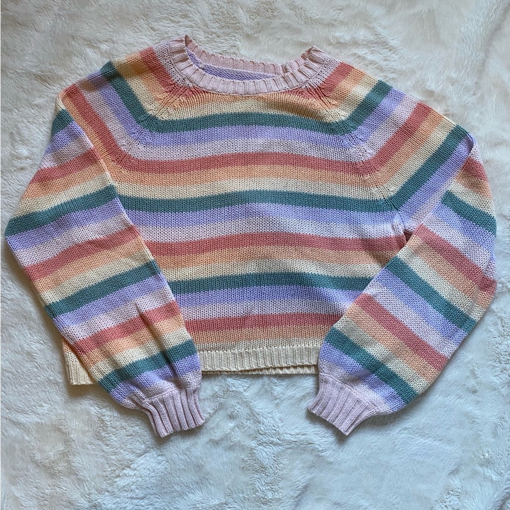 American Eagle Pastel Rainbow Striped Sweater